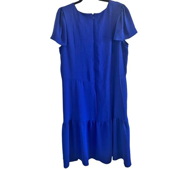 NWT $139 DKNY Soft V Neck Tiered Midi Dress Blue Plus Size 20W - Picture 5 of 9